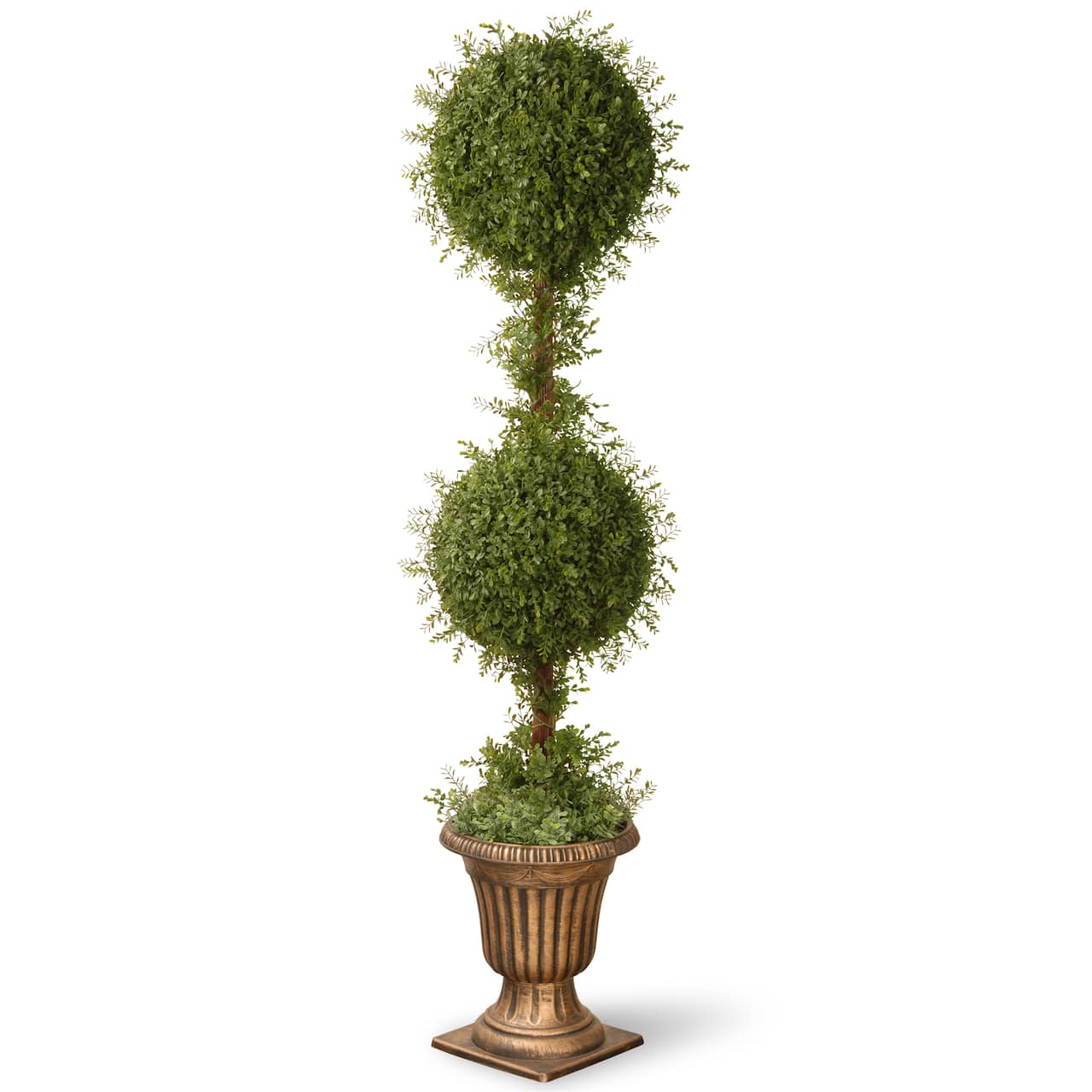 60&#x22; Mini Tea Leaf 2 Ball Topiary with Black and Gold Urn